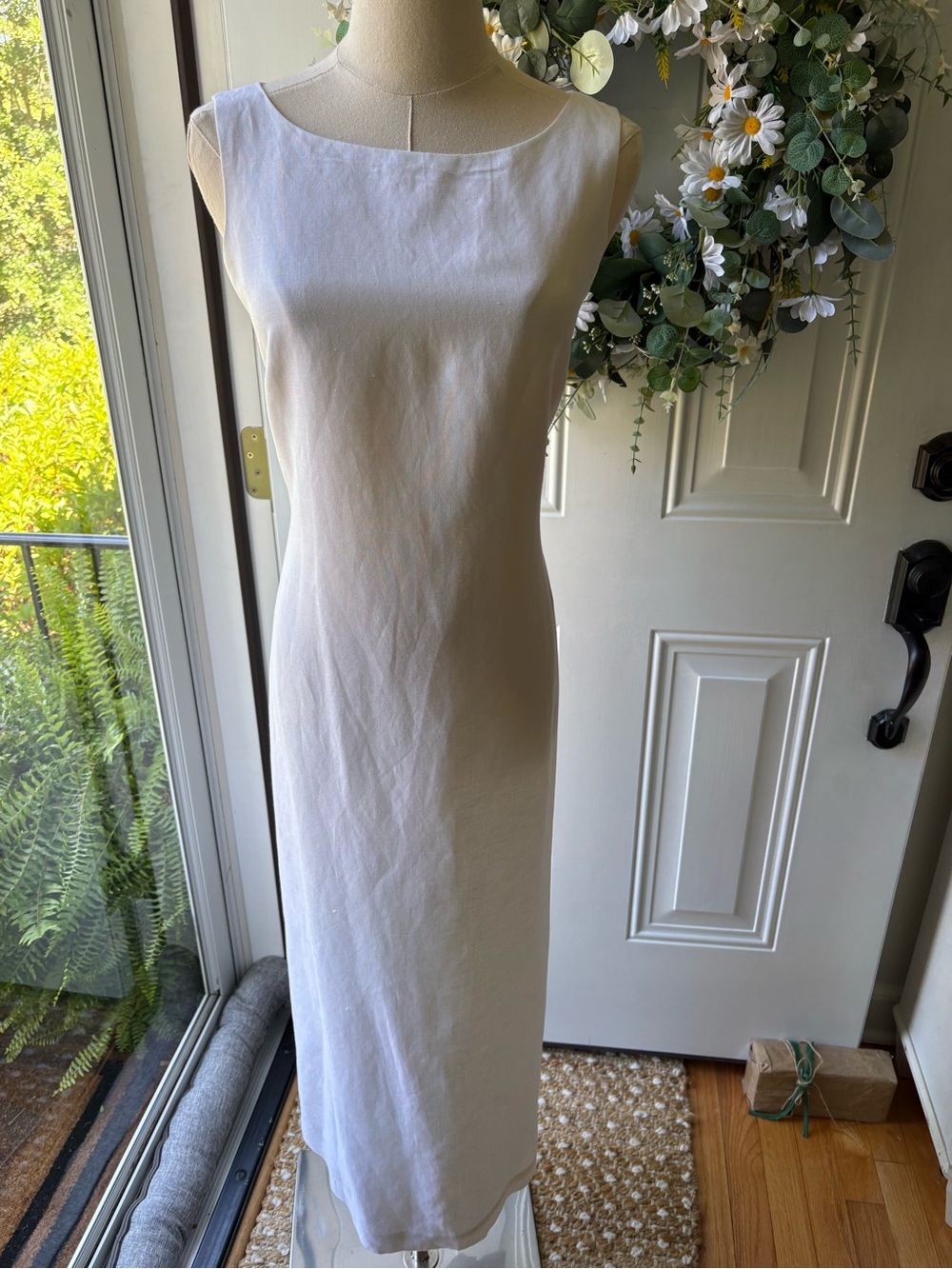 Classic White Midi Sheath Dress - Elegant Women's Dress